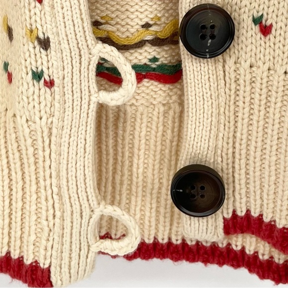 The Great. Vintage Ornament Button Down Cardigan in Cream Green and Red Size 0 - Picture 12 of 15